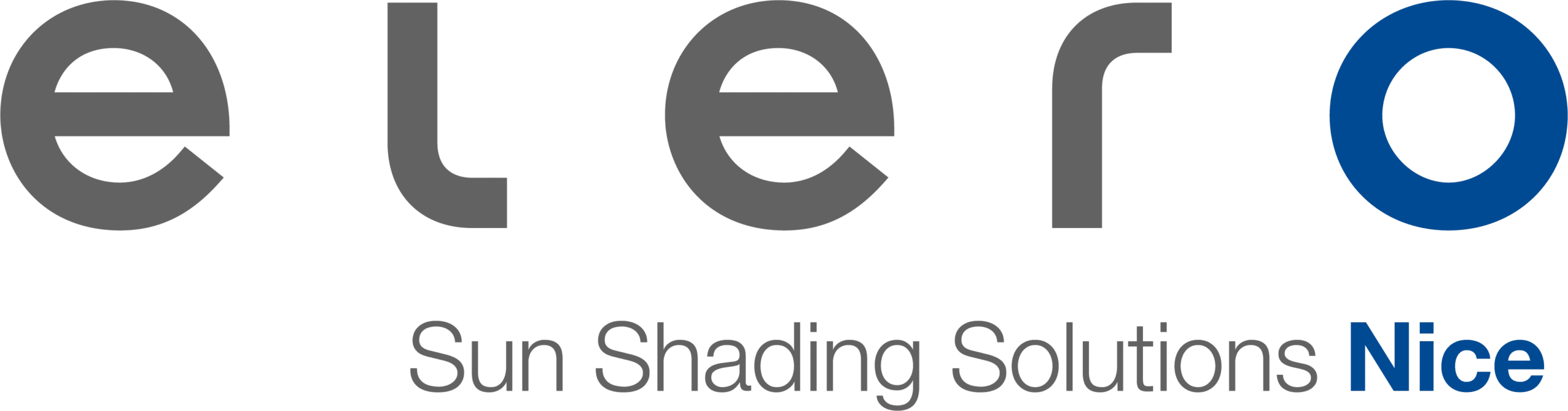 Das Logo von elero zeigt graue Schrift mit einem blauen O und den Slogan in Blau und Grau